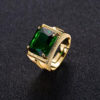 50d801adda4d5fd3 HOYON Popular Emerald Men's Jewelry Retro Style Square Ethnic Rings 14k Gold Color Open Green Diamond Ring for Gift box