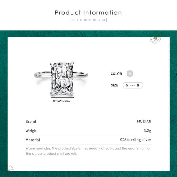 50e8e4ff45554ae7 Modian Classic Rectangular Cutting Clear CZ Ring Solid Sterg Sier Finger Rings For Women Wedding Fine Jewelry