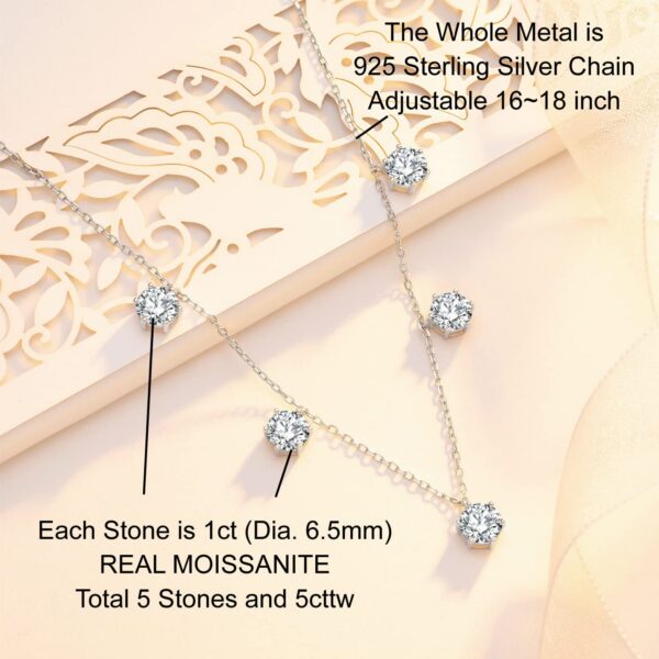 2.5-5CT Tennis Moissanite Necklace Chain for Women Sterling Sier 5mm 6.5 mm Bezel Diamond Necklaces Overlay Style Jewelry