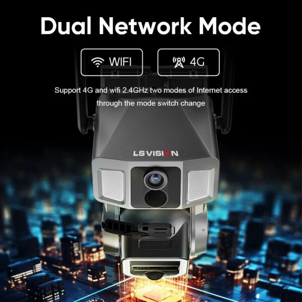 51206df464ead528 LS VISION 12MP 6K 10X Zoom Dual Screen Solar Camera Outdoor 4G/WiFi 2 In 1 Three Lens Dual PIR Detection Auto Tracking CCTV Cam