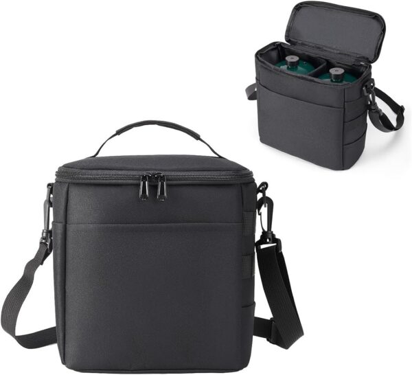 Heavy-Duty Water-Resistant 1 lb Propane Tank Carry Bag with Padding | 2 Cylinder Camping Gas Cylinder Storage Bag with Adjustable Strap, 3-Side Pockets & Detachable Dividers