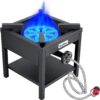 5127d6a949a45ee8 260,000 BTU Outdoor Propane Gas Stove with 0-30 PSI Adjustable Regulator and Steel-Braided Hose for Outdoor Home Cooking and Turkey Frying