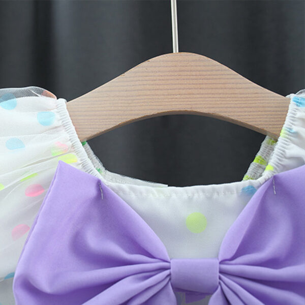5133b5101967bc09 New Summer Colorful Baby Girls Party Dresses Sweet Bow Children Clotehs Puff Sleeves Toddler Kids Costume 0 To 3 Years Old