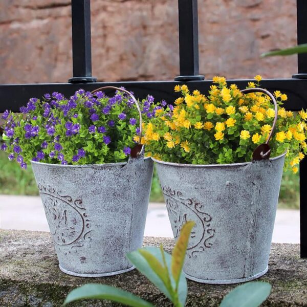51492e9b38e09d77 RECUTMS 12 Bundles Outdoor Artificial Flowers UV Resistant Fake Boxwood Plants, Faux Greenery for Indoor Outside Hanging Plants Garden Porch Window Box Home Wedding Farmhouse Décor(Yellow)