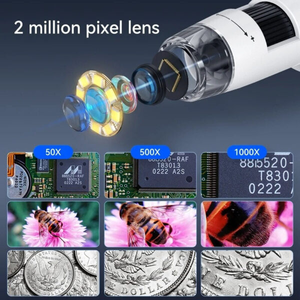 5154c485c055474a 1000X 4.3" LCD Digital 1080P Microsco 8 LED Lights USB Magnifier Soldering Repair Video Microscope for Coin