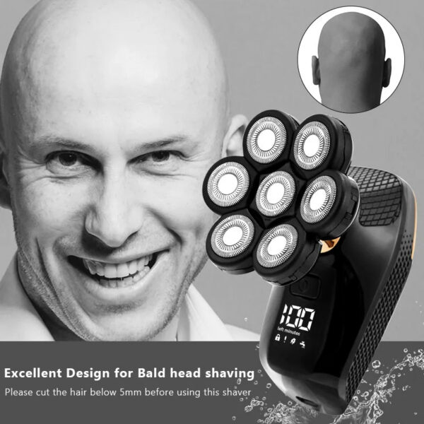51563a3b697f1056 Electric Shavers 5 In 1 7D Men's Rechargeable Bald Head Shaver 7 Floating Heads Beard Nose Ear Hair Trimmer Razor Clipper Brush 221025