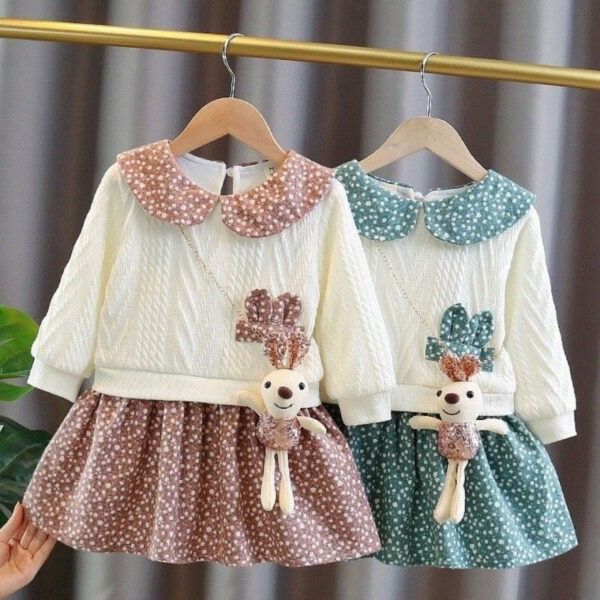 516594d936ad5423 Winter girl's clothes for newborn 1st birthday lamb wool veet thick warm floral dresses girls' baby clothing dress