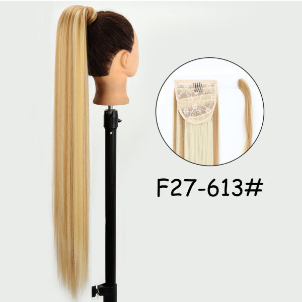 516d24bccb254207 34inches Synthetic Ponytail Hair Extension Clip in Fake Wig Hairpiece Blonde Wrap Around Pigtail Long Smooth Overhead Pony Tail