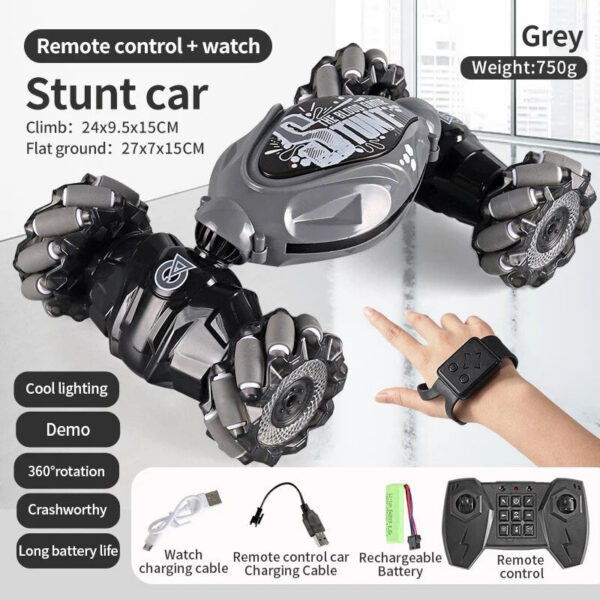51731e6e9fcee926 4WD 1:16 Stunt RC With LED Light Gesture Induction Deformation Twist Climbing Radio Controlled Car Electronic Toys for Kids