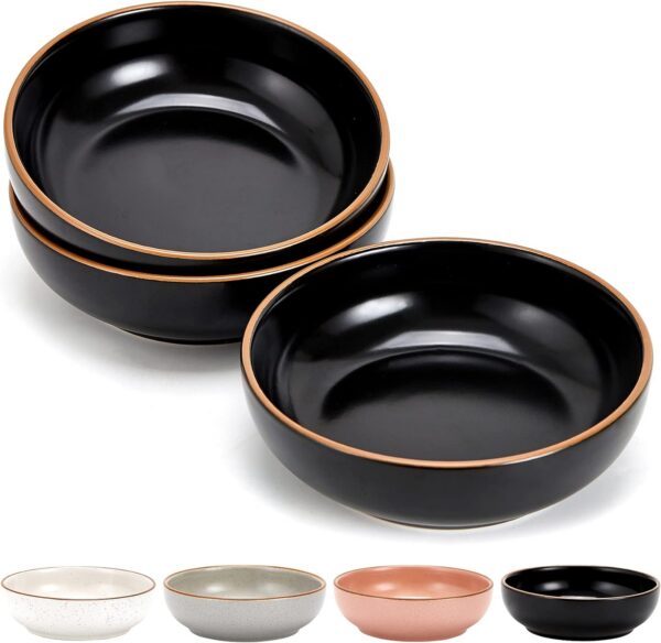 51738507f5c2f223 Howise 5.3 in Ceramic Cat Bowls Set, Shallow Cat Food Bowl Small Pet Bowls Cat Dish for Food and Water, Green