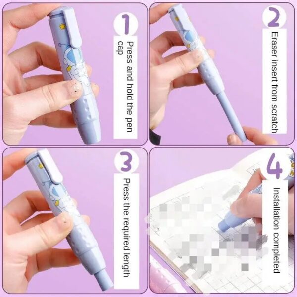 4set Retractable Pushable Student Drawing Design Office Eraser No Crumbs Do Not Leave A Mark Creative Push Type