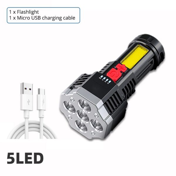 5176cbe7f377ff81 High Power Rechargeable Led Flashlights 7LED Camping Torch With Cob Side Light Lightweight Outdoor Lighting ABS Material