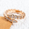 Classic Brand Designer S Designers Ring Sier Plated for Women Open Snake Pattern Easy to Deform Lady Bone Rings Full Diamond Top Level Gift Casual Fashion Party
