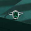 5189dec886cc14ee NEW Classic Emerald Ring For Woman Real S Sier Diamond Crystal Flower Loyal Finger Wedding Party Gift Female Jewelry
