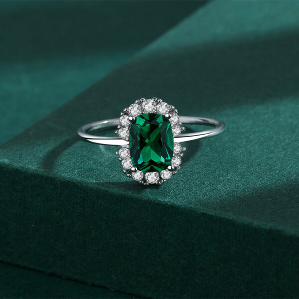 5189dec886cc14ee NEW Classic Emerald Ring For Woman Real S Sier Diamond Crystal Flower Loyal Finger Wedding Party Gift Female Jewelry