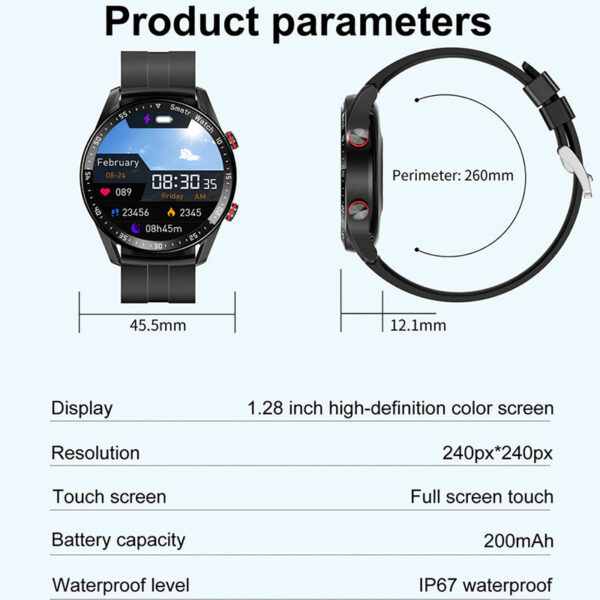ECG+PPG Bluetooth Call Smart Watch Men Laser Health Blood Pressure Fies Watches Man Sports Waterproof Smartwatch+Box
