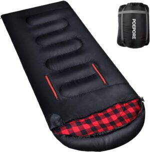 51c674df8c2daac6 POEPORE Schlafsack Outdoor 3-4 Jahreszeiten Flanell Schlafsäcke Leichter Deckenschlafsack Kleines Packmaß für Erwachsene mit Arme und Füße Reißverschluss