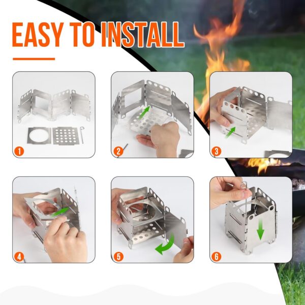 51d5a3e86b1d14db SWAWIS Campingkocher Holz Faltbar Tragbar, Hobo Kocher aus Edelstahl, Buschbox Mini mit Aufbewahrungstasche, Klein Holzvergaser für Picknick BBQ Kochen Camping Outdoor(8.7x10.7x7.8cm)