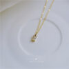 Sterling Sier French Small Square Diamond Pendant 14k Gold Plating Necklace Women Fashion Shiny Clavicle Chain Jewelry