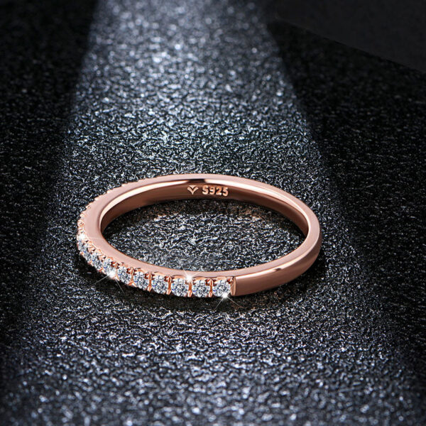 ATTAGEMS Rose Gold Plated Diamond Pass Test Round Excellent Cut Total 0.27 CT Moissanite Ring for Girls tail Jewelry