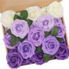 N&T NIETING Artificial Flowers, 25Pcs Fake Flowers Roses Perfect for DIY Wedding Bouquets Centerpieces Bridal Shower Party Home Flower Arrangement Decorations, Rainbow Color
