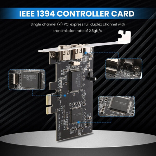 51ee7ec1f44de49b PCI-E PCI Express Card, IEEE 1394 Controller Card With Firewire Cable, For Video, Audio Transmission,Etc