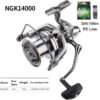 NHUE Big Spinning Fishing 8000-14000 9000 10000 12000 Max Drag 20KG Sea Reel Free e Saltwater Freshwater Fish Pesca