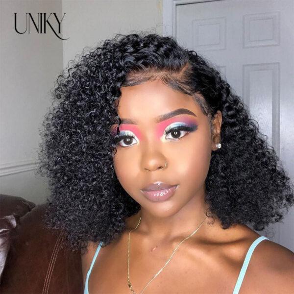 Wigs Jerry Curly Front 13x4 Transparent Lace For Women 4x4 Closure Short Bob Human Hair Wig 8-14inch