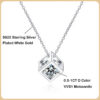 EWYA Real S Sterling Sier 1ct Moissanite Pendant Necklace for Women Party Fine Jewelry Diamond Neck Chain Necklaces Gift