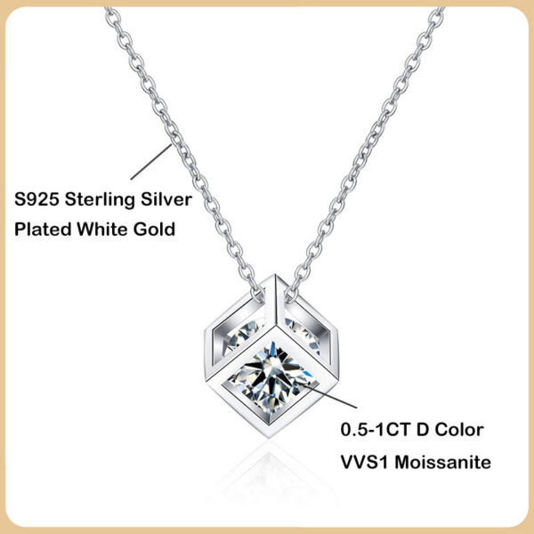 EWYA Real S Sterling Sier 1ct Moissanite Pendant Necklace for Women Party Fine Jewelry Diamond Neck Chain Necklaces Gift