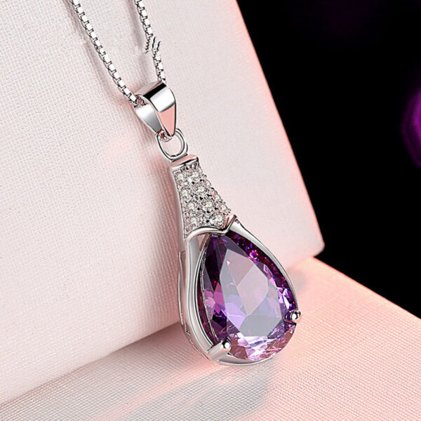 521117b982ef1db4 Buyee Sterling Sier Pendant Natural Amethyst Stone Necklace for Woman Girl Wedding Fine Jewelry Chain