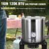 5227d2819b43e85e High Pressure Propane Burner, 120000 BTU Single Propane Stove with 4.1ft 0-20Psi Adjustable Hose with Regulator, 16" Square Steel Cooktop for Camping