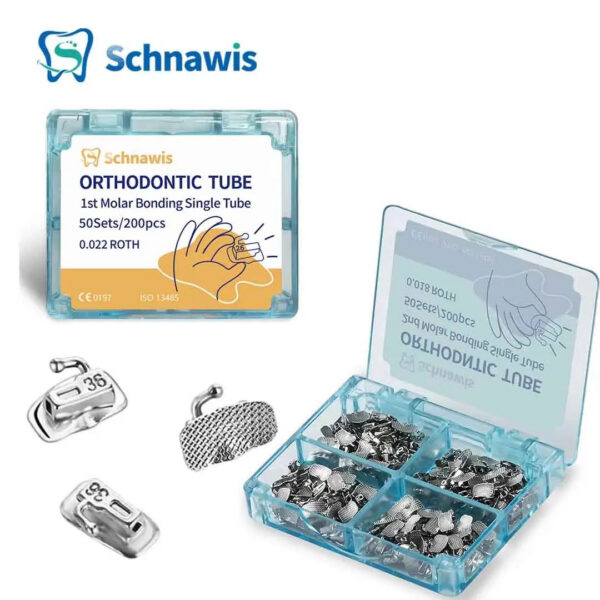 522bfc8880f46eec 200Pcs Dental Orthodontics Bonding Buccal Tubes 1st 2nd Molar Bondable Non-Convertible Buccal Tube Mesh Base Roth / MBT 0.022