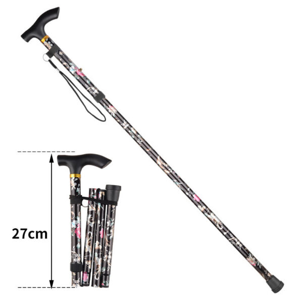 522c9b1122514b4f Hiking Camping Mountaineering Printing Walking Stick Telescopic Baton Trekking Poles Folding Cane Crutches Pole Unisex