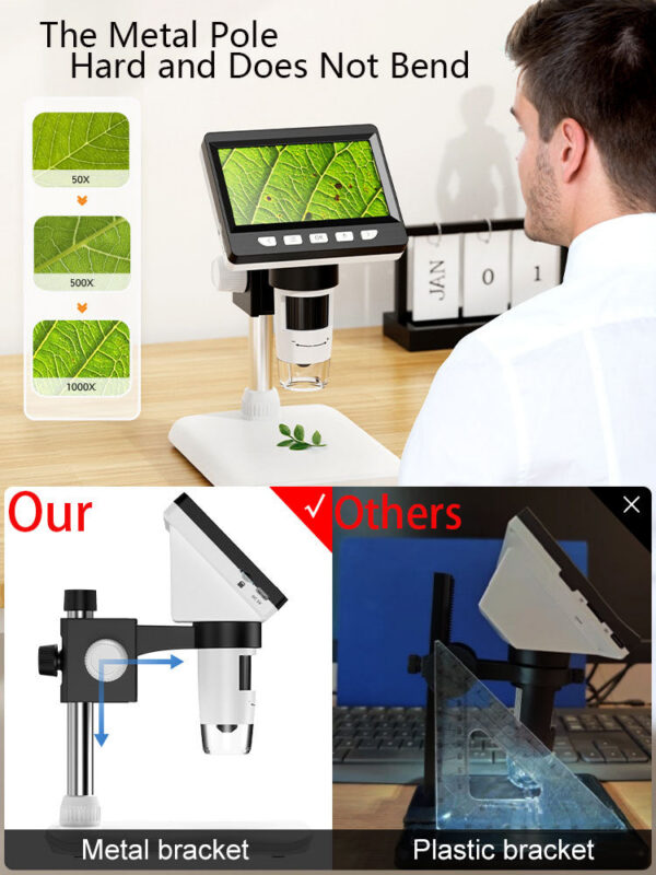 5237e3bf59d4f8a5 4.3 Inch Digital 1080P 50-1000x Coin Microsco 2000mAh Soldering Microscope for Electronics Repair PCB PC Laptop
