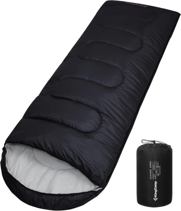 5243a11067f1262f KingCamp Sleeping Bag 3 Season- Lightweight Waterproof Camping Sleeping Bag Indoor & Outdoor Use for Adults Kids for Hiking Backpacking and Camping with Compression Sack