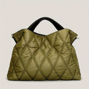 524a51028a448cbf Trendy Puffer Quilted Tote Bag, Rhombus Nylon Shoulder Bag, Soft Padded Handbag For Women