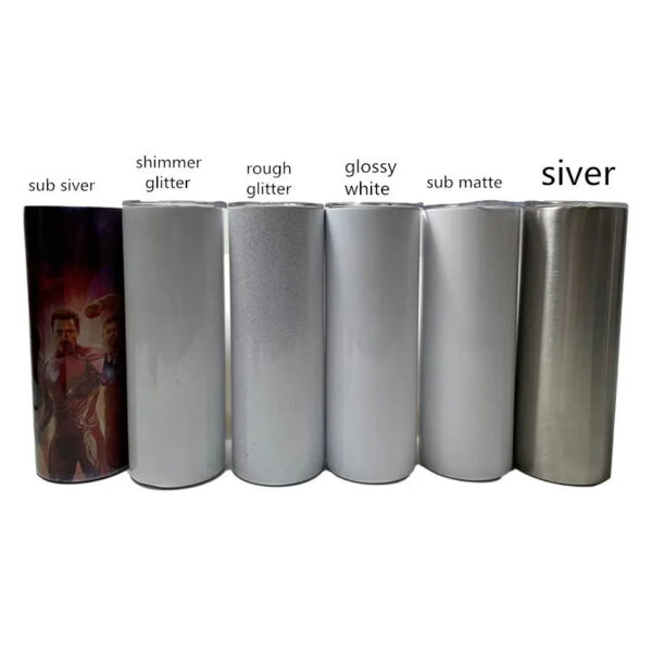 20oz Sublimation Straight Tumblers blank glossy matte glitter white sier Skinny tumbler with lid straw rubber bottom Stainless steel vacuum insulated coffee cup