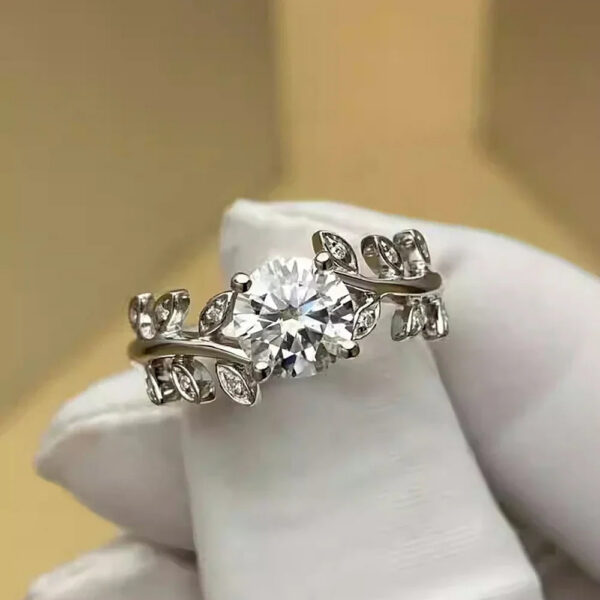 1carat Leaf Moissanite Diamond Engagement Rings for Women Sterling Sier Plated White Gold Wedding Band Promise Ring