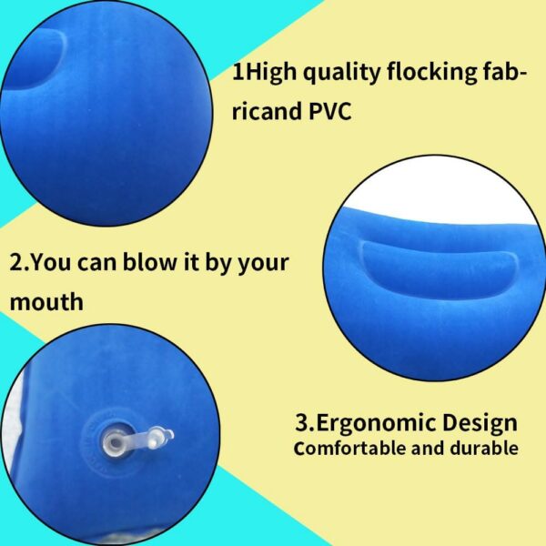 526c306050e27006 3 Pack Camping Travel Pillow Small Squared Flocked Fabric Air Pillow, Compact, Comfortable and Ergonomic Inflatable Pillow, Used to Support Camping and Hiking