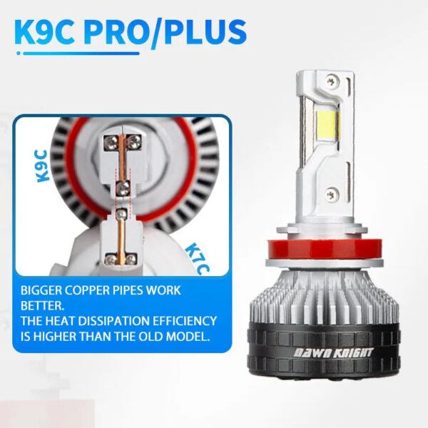 527f8b0e11fdab71 DAWNKNIGHT K9C Pro H7 H4 H11 Led Lamp Bigger Copper Tube Led Lights H1 HB3 9005 HB4 9006 12V For Car Led Headlight Bulb