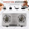 Propane Stove 2 Burner Gas Stove,Portable Stainless Steel Stove,Auto Ignition Camping Dual LPG for RV, Apartment, Outdoor