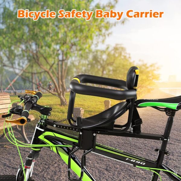 52a37c7f3a90fc09 LIXADA Bike Baby Seat Kids Child Safety Carrier Front Seat Saddle Cushion with Back Rest Foot Pedals
