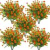 Grunyia 10 Bundles Artificial Fake Flowers, Faux Outdoor Plastic Plants UV Resistant Shrubs Outside Indoor Decorations (Purple-Eucalyptus)