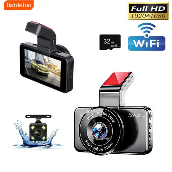 52ca6528ff9608cc Hd dashcam wireless WiFi connects front and rear dual lens with reverse video car black box, car DVR, car surveillance camera