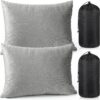 52cdea0615ac200f 2 Pack Camping Pillow for Sleeping Shredded Memory Foam Travel Pillow with Storage Bag, Compressible Portable Pillow for Outdoor Camp Backpacking Hiking Essential Gear (Blue, Small)