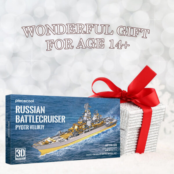 Piececool 3D Metal Puzzle -Russian Battlecruiser Pyotr DIY Jigsaw Toy Model Building Kits Christmas Gifts for Adults