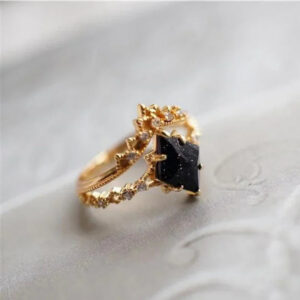 52ec687489c9ad97 Original New Vintage Court Style Lace Blue Crystal Micro Setting Diamond Stacking Ring Gold Plated Ladies Jewelry