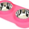 AsFrost Dog Food Bowls Stainless Steel Pet Bowls & Dog Water Bowls No Spill Non Skid, Feeding Bowls with Dog Bowls Silicone Mat for Small Medium Large Size Dogs, Cat Pet Dog Dishes Set, Black, 3 Cup