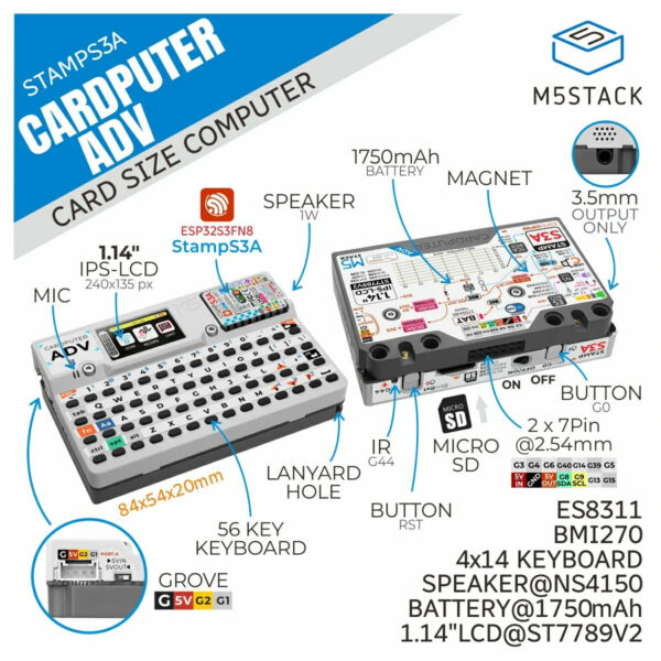 52f90a613f58bef8 M5Stack Cardputer Adv Kit Cap LoRa1262 LoRa Programmable Card Computer StampS3A IoT Controller Microcontrolle Development Kit